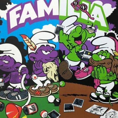 Photo1: Matching number set of Familia Smurfs - Purple & Green edition
