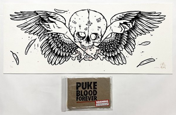 Photo1: Set of Puke Blood Prints Zine & Print Set (1)